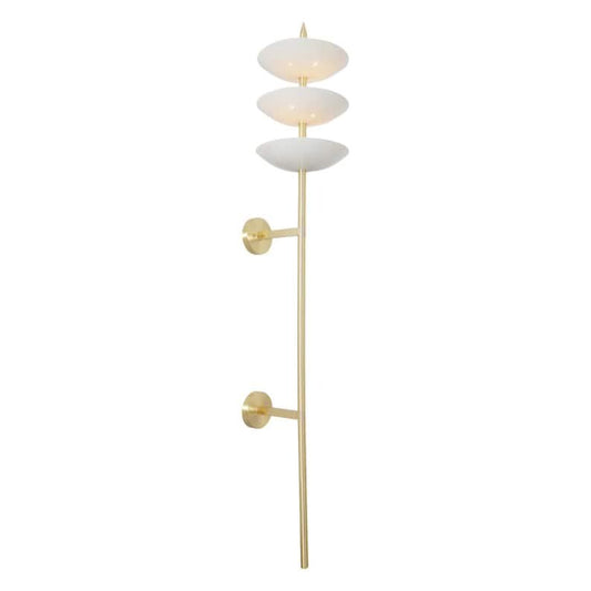 Single Wall Sconce Mid Century 3 Shade 6 Lights Raw Brass Sputnik Wall Lamp Light Fixture