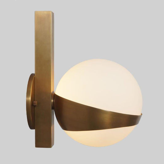 Mid century Wall Sconce Single Glass Globe Brass Sconce Wall Lamp - Bedside Wall Lamp Wall Mount Light Fixture