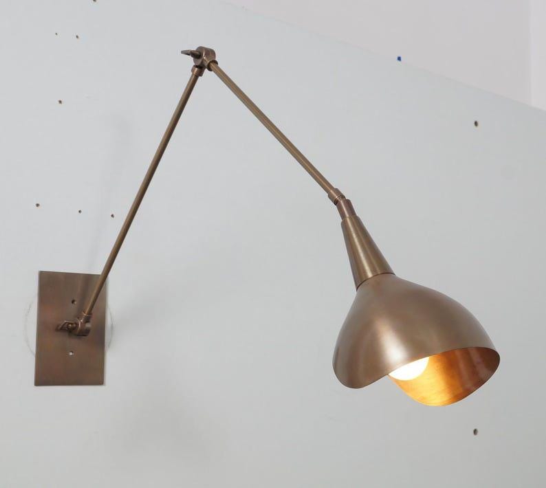 Wall Sconce Single Light Articulated Brass Mid Century Style Brass Wall Lamp Light Fixture