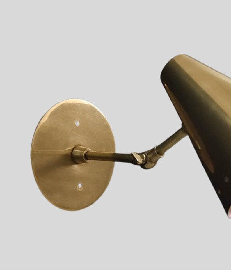 Mid Century Cone Shade Wall Sconce Pair of Sconce Raw Brass Finish Italian Wall Light Sconce - Fixtures - Bedroom Lights - Vanity Lamps