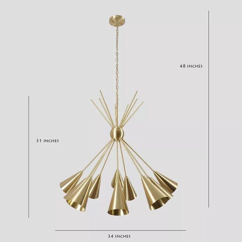10 Lights Sputnik Chandelier Modern Brass Garland Sputnik Light Brushed Brass Finish Bedroom Lights Fixture