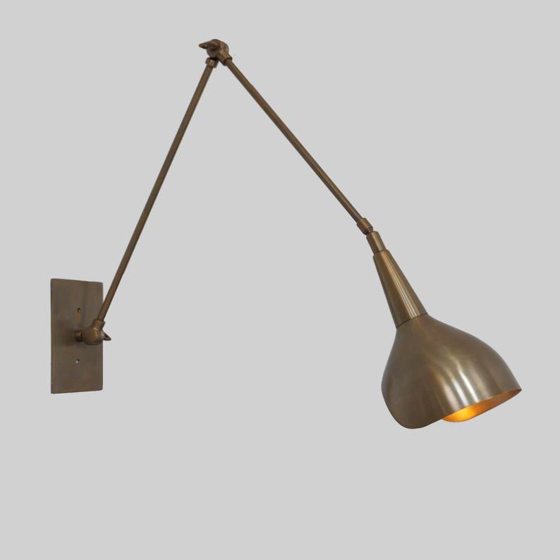 Wall Sconce Single Light Articulated Brass Mid Century Style Brass Wall Lamp Light Fixture