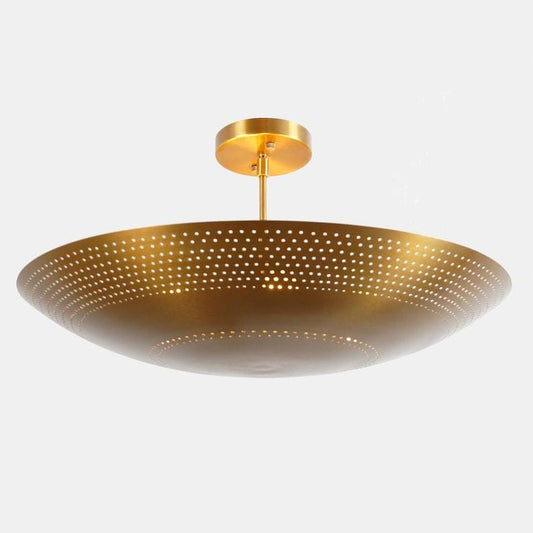 Six Light Brass Flush Mount Pendant Light Perforated Ceiling Mid Century Style Fixture Light Premium Quality