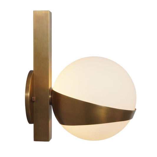 Mid century Wall Sconce Single Glass Globe Brass Sconce Wall Lamp - Bedside Wall Lamp Wall Mount Light Fixture
