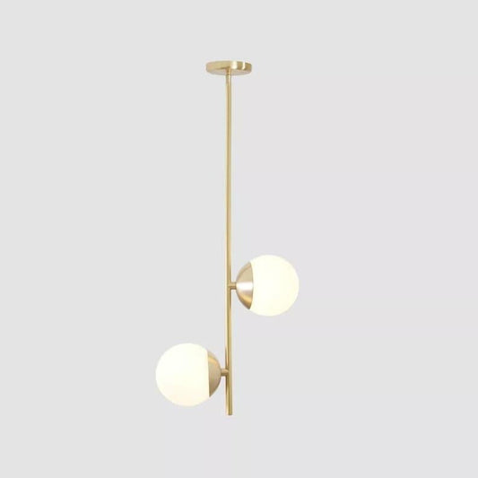 2 Glass Globes Pendant Light Modern Brass Stem Sputnik Chandelier Brushed Brass Finish Bedroom Lights Fixture