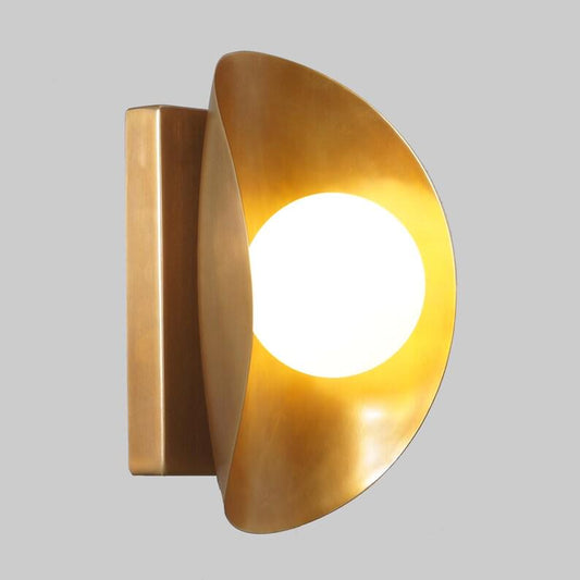 Curved Shade Mid Century Single Light Globe Brass Wall Sconce Style Brass Wall Lamp Light Fixture