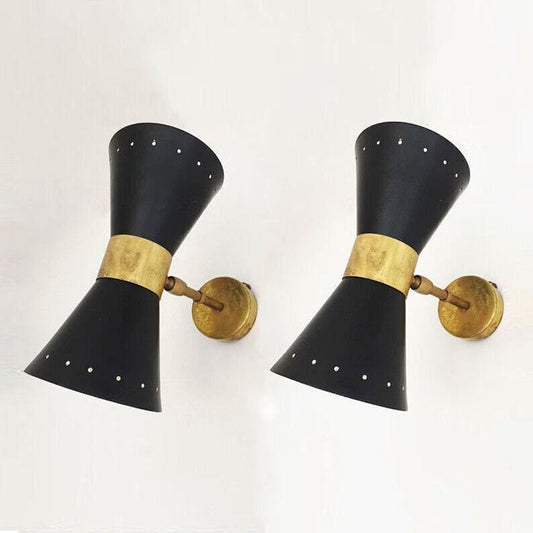 A Pair Of Italian Style Wall Light Lamp Stilnovo Diablo Matte Black in Raw Brass Finish , Wall Lighting Vanity Lamp Bathroom Lamp Lights