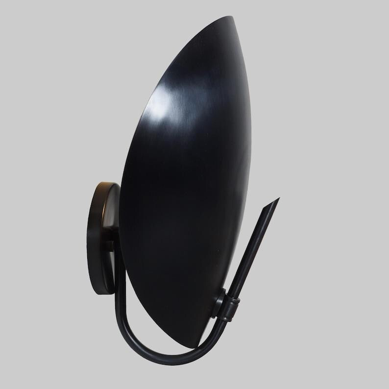 Wall Sconce Single Bulb Light Curved Shade Mid century Brass Sconce Bedside Wall Mount Lamp Articulating  Light Fixture
