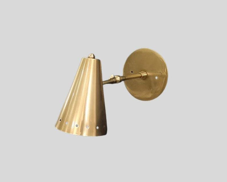 Mid Century Cone Shade Wall Sconce Pair of Sconce Raw Brass Finish Italian Wall Light Sconce - Fixtures - Bedroom Lights - Vanity Lamps
