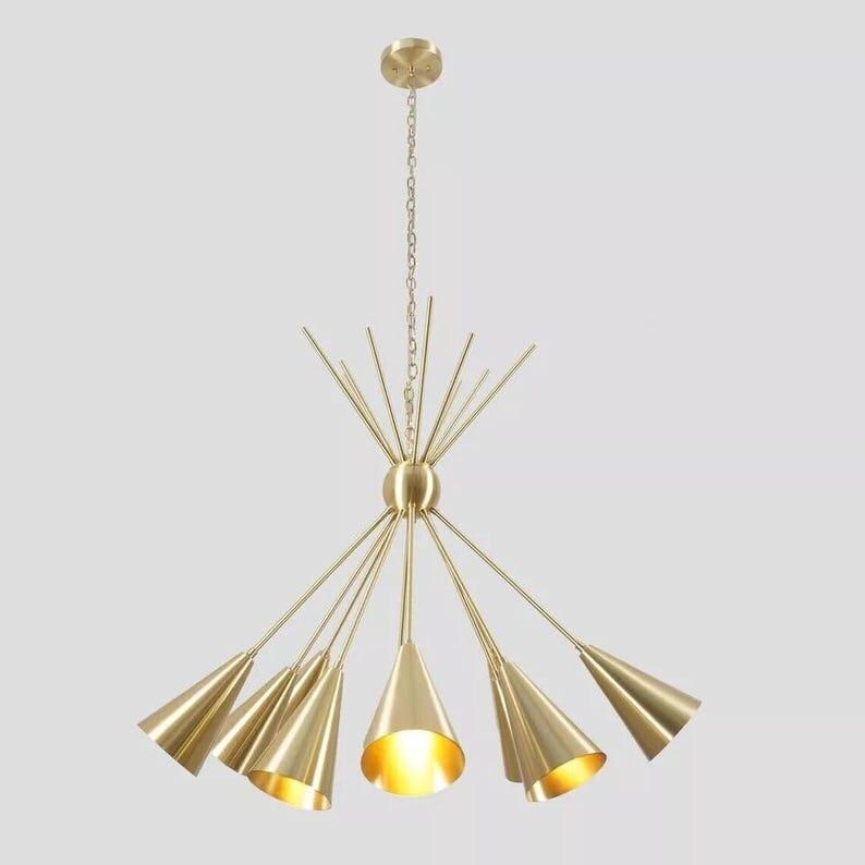 10 Lights Sputnik Chandelier Modern Brass Garland Sputnik Light Brushed Brass Finish Bedroom Lights Fixture
