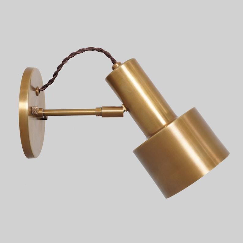 Wall Sconce Mid Century Single Light Shade Pivot Raw Brass Sconce Style Brass Wall Lamp Light Fixture