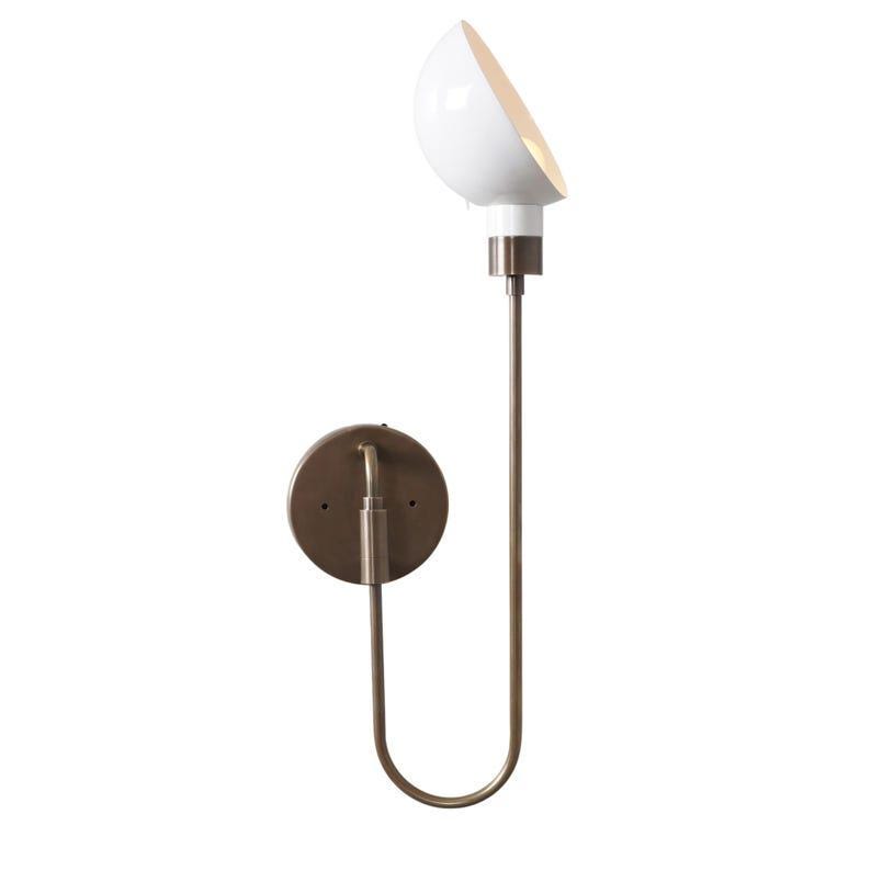 Mid Century Style Wall Sconce Single Light Rotating Shade Articulated Brass Sconce Raw Brass Wall Lamp Light Fixture