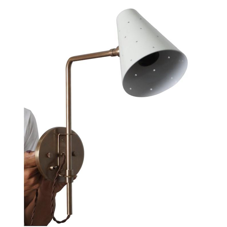 Mid Century Single Light Articulated Brass Sconce Italian Brass Style Wall Lamp Light Fixture