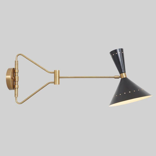Mid Century Wall Scone Single Shade Articulated Brass Style Brass Wall Lamp Light Fixture