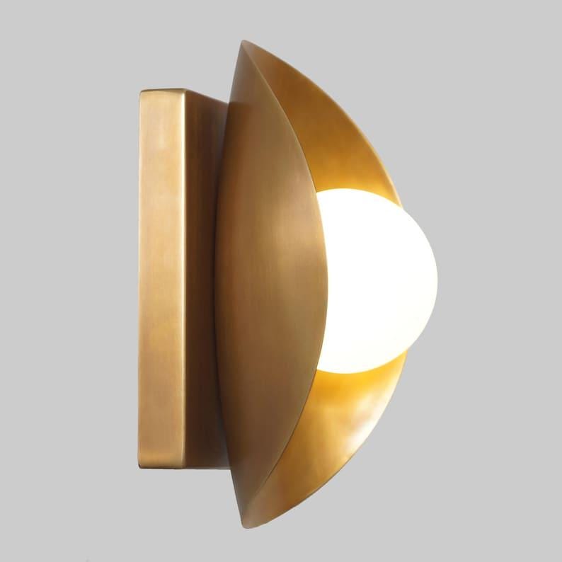 Curved Shade Mid Century Single Light Globe Brass Wall Sconce Style Brass Wall Lamp Light Fixture