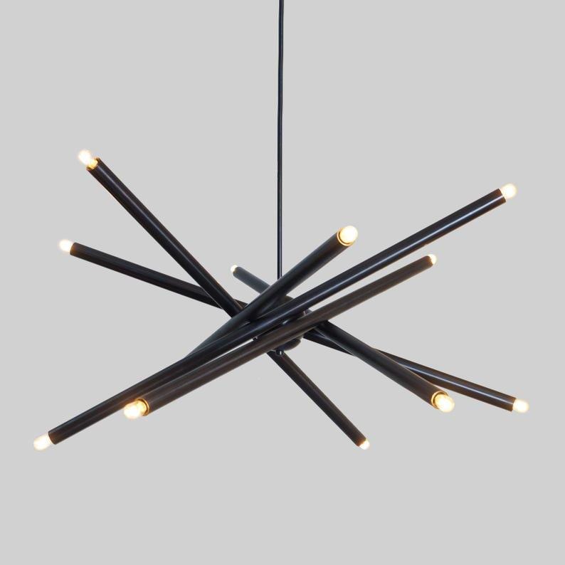 Twelve Lights Brass Sputnik Spiral Ceiling Light Chandelier Modern Home Ceiling Light Black Brass Finish Bedroom Lights Fixture