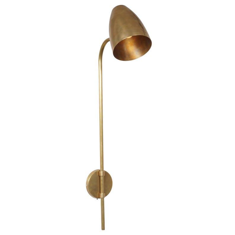 Mid Century Stilnovo Style Single Light Shade Brass Sconce Raw Brass Style Pivot Wall Mount Lamp Light Fixture