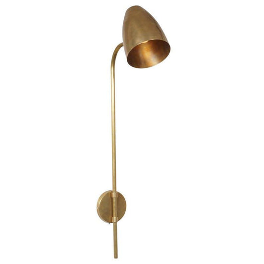Mid Century Stilnovo Style Single Light Shade Brass Sconce Raw Brass Style Pivot Wall Mount Lamp Light Fixture