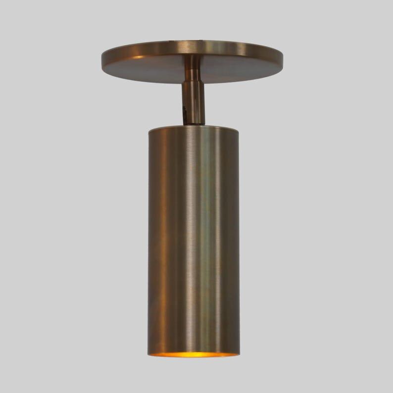 Mid Century Style Single Bulb Shade Ceiling Brass Wall Sconce Semi Flush Mount Black Brass Finish Bedroom Lights Fixture