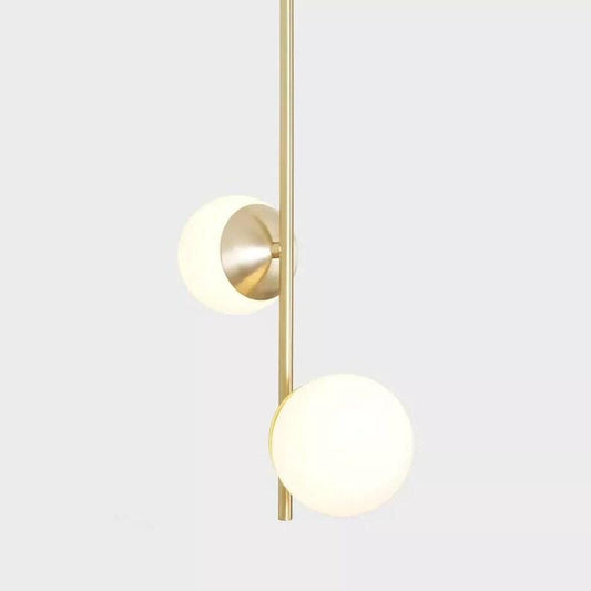 2 Glass Globes Pendant Light Modern Brass Stem Sputnik Chandelier Brushed Brass Finish Bedroom Lights Fixture
