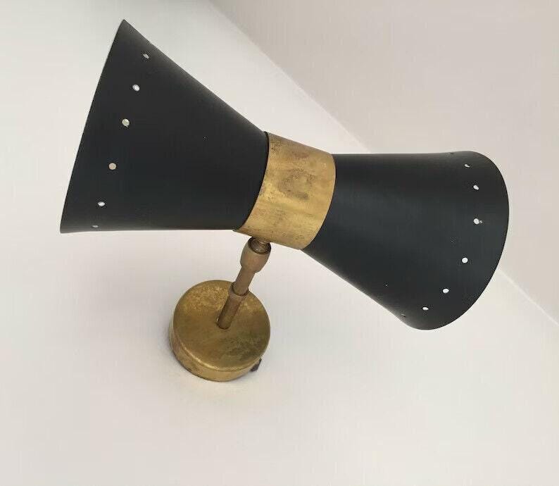 A Pair Of Italian Style Wall Light Lamp Stilnovo Diablo Matte Black in Raw Brass Finish , Wall Lighting Vanity Lamp Bathroom Lamp Lights