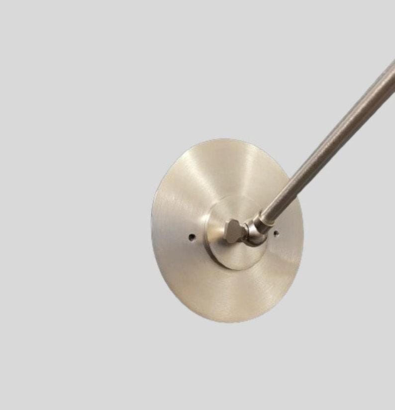 Pair of Mid Century Cone Shade Brushed Chrome Finish Italian Wall Light Sconce - Fixtures - Bedroom Lights - Vanity Lamps