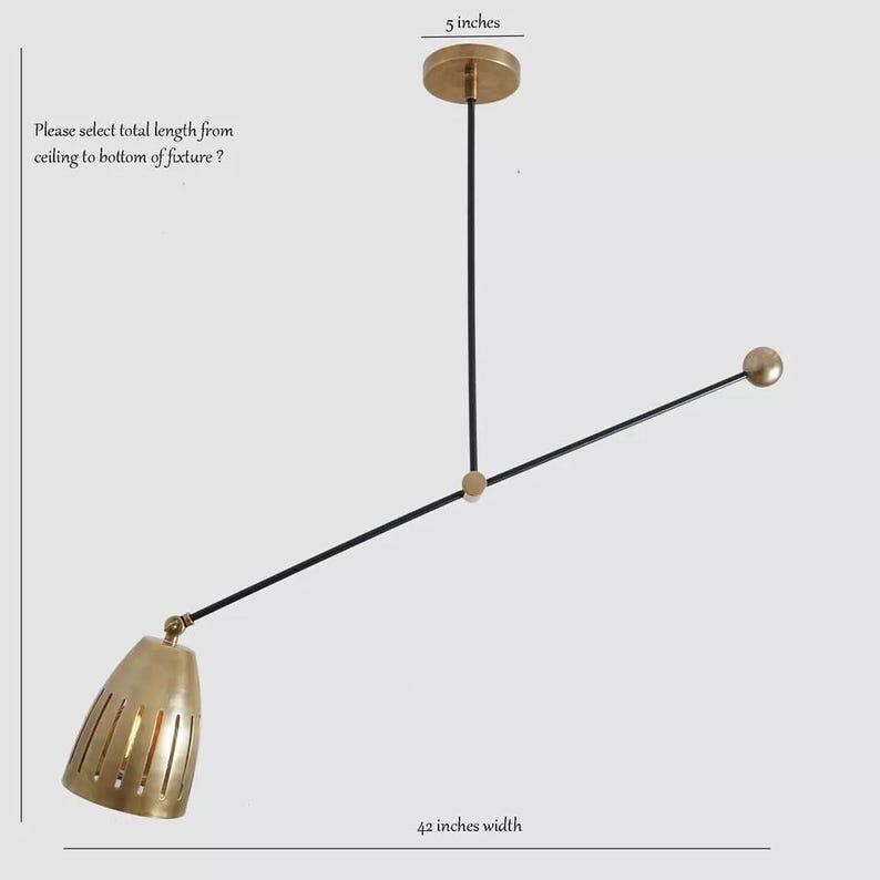 Modern Brass Pendant Light Counterweight Pendant Lamp - Brass Shade Lamp Raw Brass Finish Bedroom Lights Fixture