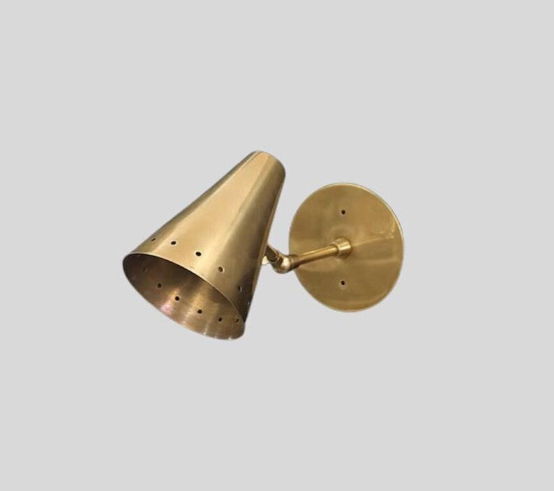 Mid Century Cone Shade Wall Sconce Pair of Sconce Raw Brass Finish Italian Wall Light Sconce - Fixtures - Bedroom Lights - Vanity Lamps