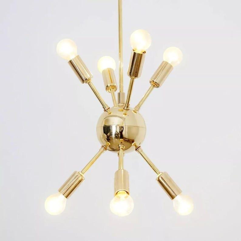 8 Arm Sputnik Chandelier Modern Brass Sputnik Ceiling Fixture Polish Brass Finish Bedroom Lights Fixture