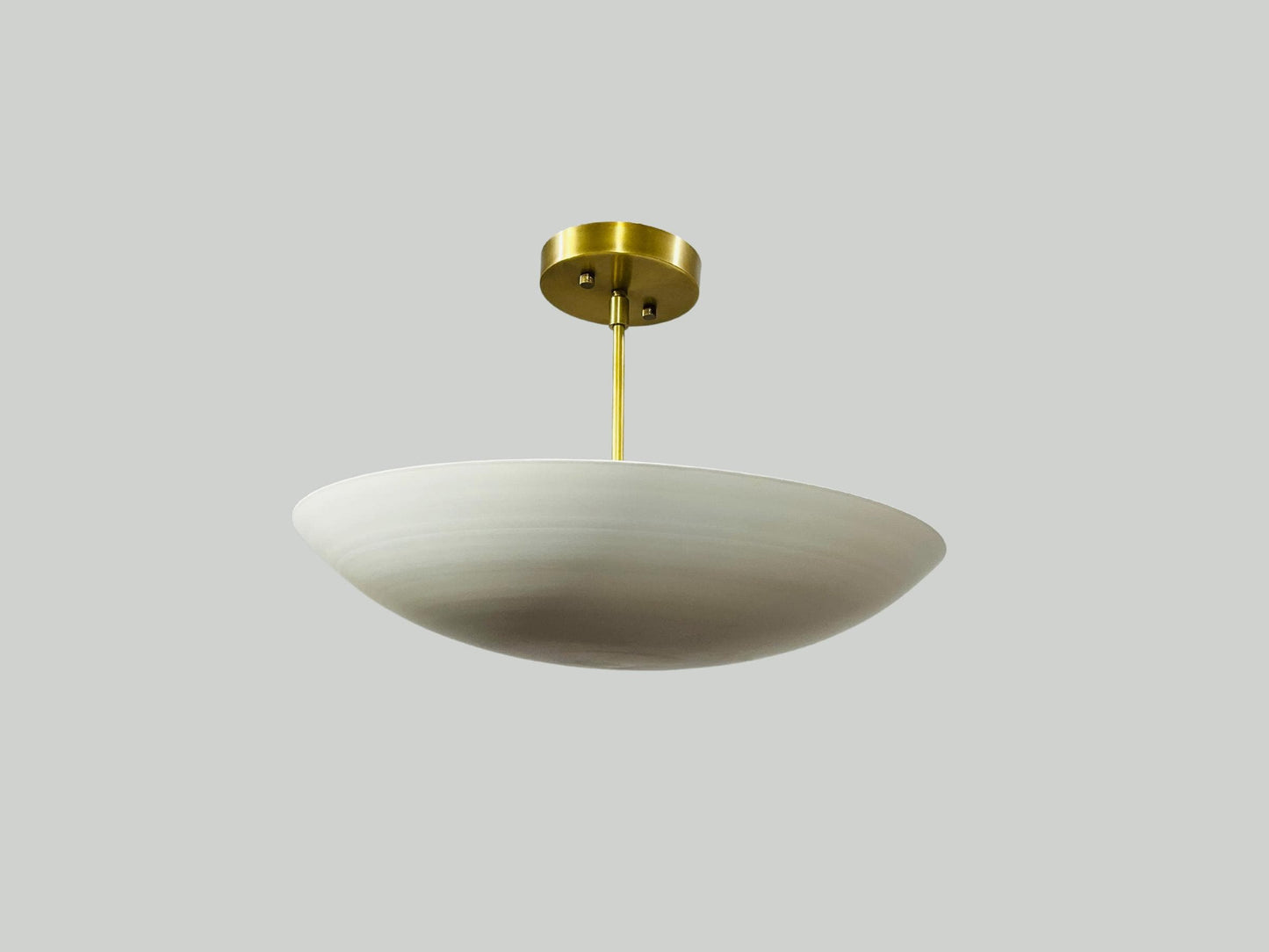 Mid Century Ceiling Brass Flush Mount Fixture Pendant 6 Light , Matte White , Sputnik Chandelier Light Fixture Handmade Premium Quality