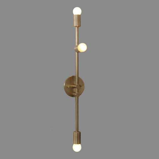 Sputnik Wall Sconce Raw Brass Three Light Bare Bulbs Wall Lamp Light Fixture