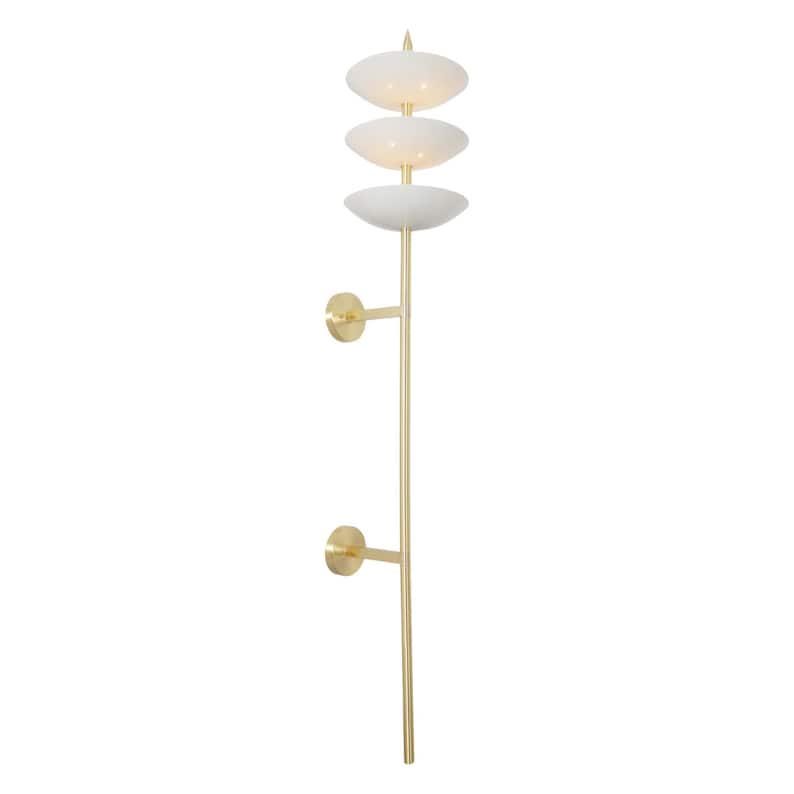 Single Wall Sconce Mid Century 3 Shade 6 Lights Raw Brass Sputnik Wall Lamp Light Fixture