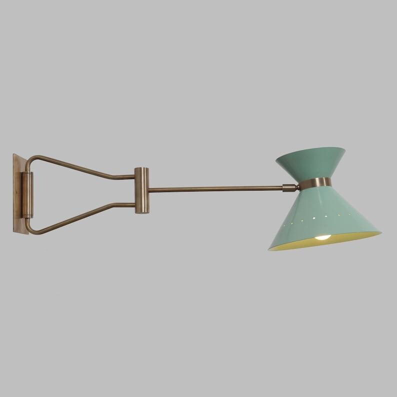 Mid Century Italian Style Single Light Articulated Raw Brass Wall Sconce Style Brass Wall Lamp Light Fixture