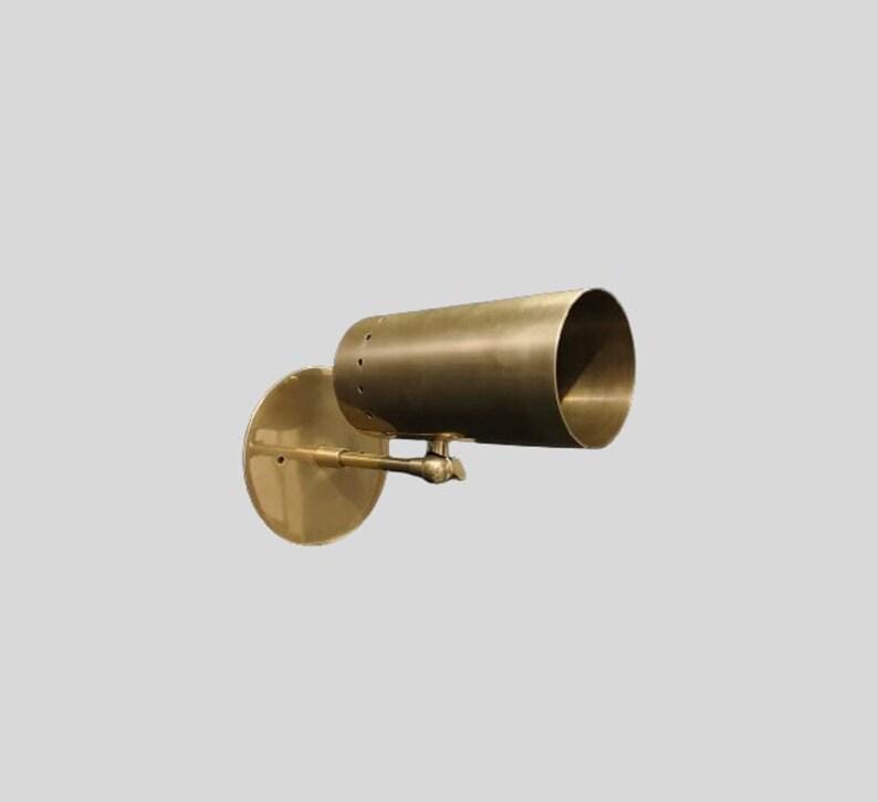 Pair of Mid Century Cylindrical Shape Raw Brass Finish Italian Wall Light Sconce Fixtures - Bedroom Lights - Vanity Lamps - Handmade