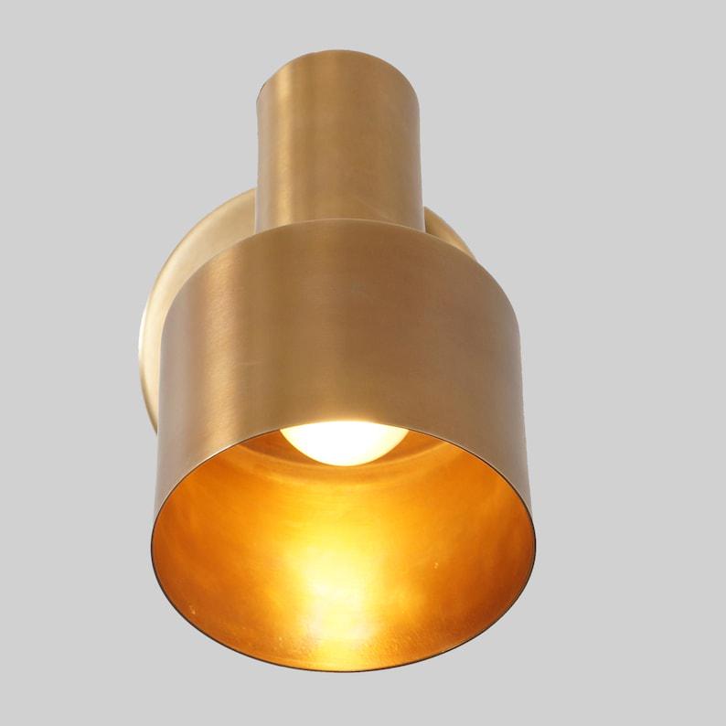 Wall Sconce Mid Century Single Light Shade Pivot Raw Brass Sconce Style Brass Wall Lamp Light Fixture