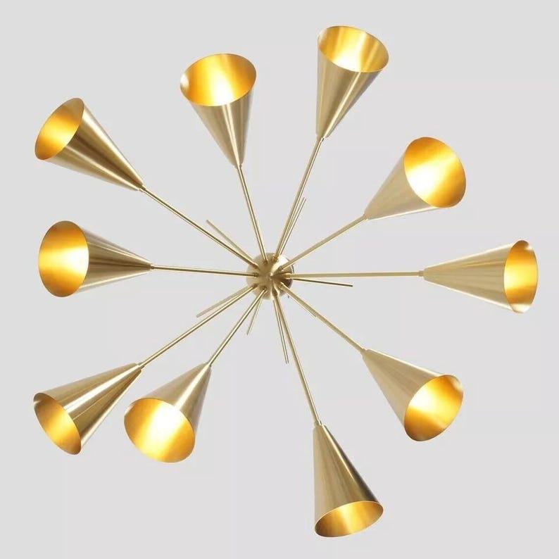 10 Lights Sputnik Chandelier Modern Brass Garland Sputnik Light Brushed Brass Finish Bedroom Lights Fixture