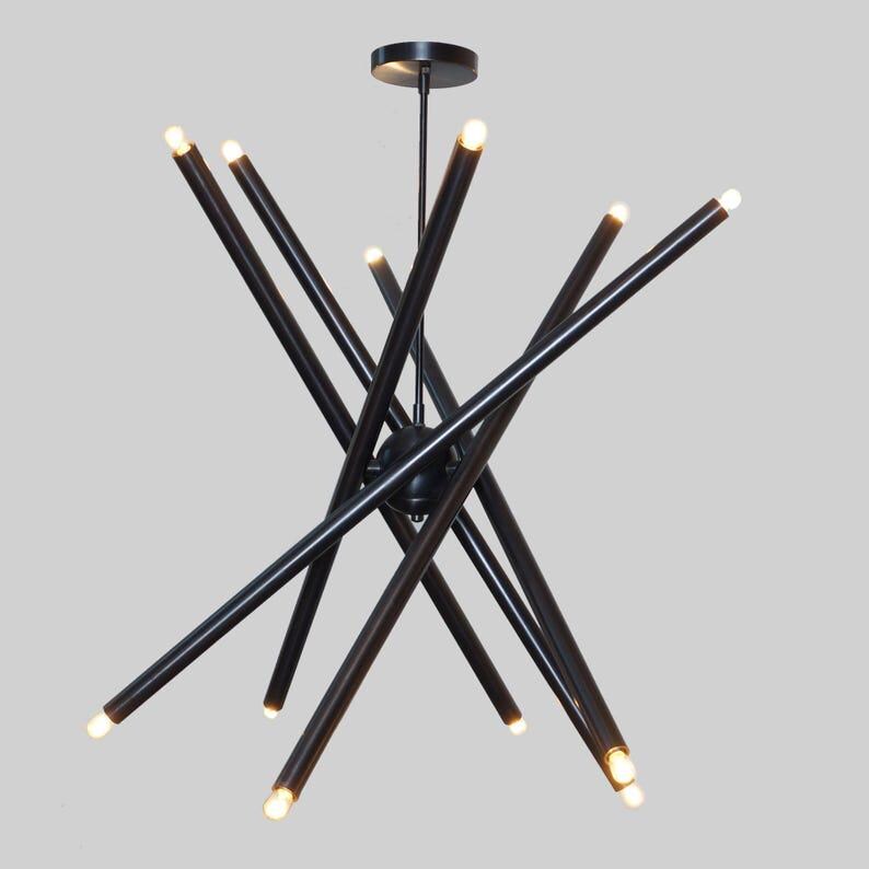 Twelve Lights Brass Sputnik Spiral Ceiling Light Chandelier Modern Home Ceiling Light Black Brass Finish Bedroom Lights Fixture