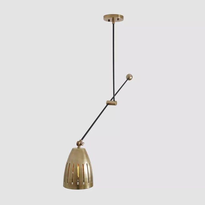 Modern Brass Pendant Light Counterweight Pendant Lamp - Brass Shade Lamp Raw Brass Finish Bedroom Lights Fixture