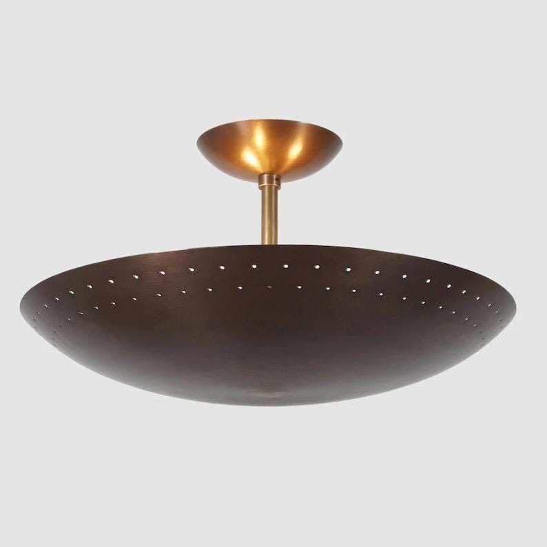 Ceiling Brass Flush Mount Mid Century Fixture Pendant 6 Light Raw Brass Sputnik Chandelier Light Fixture