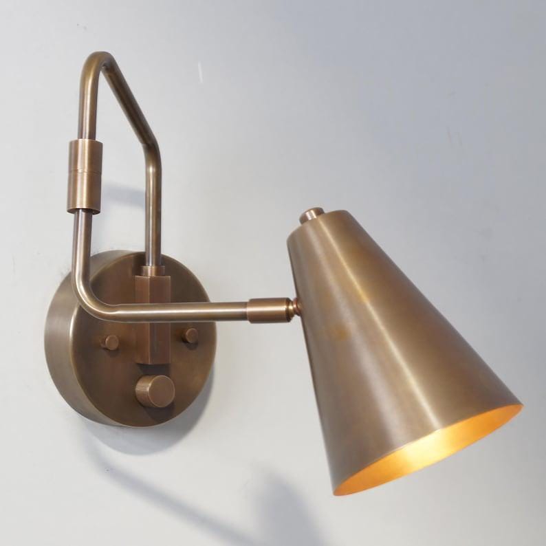 Single Light Wall Sconce Mid Century Articulated Brass Sconce Style Brass Wall Lamp Light Fixture