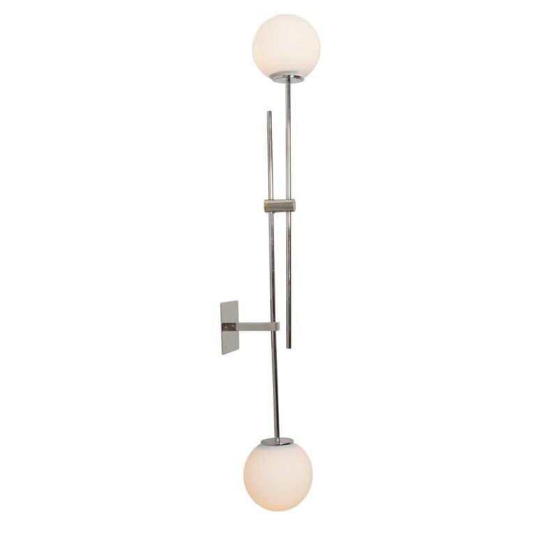 Mid century Sputnik Wall Sconce Two Glass Globe Light Brass Articulating Bedside Wall Lamp Light Fixture