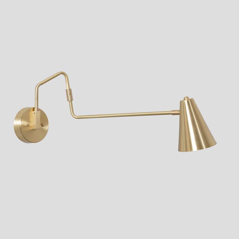 Stilnovo Style Brass Wall Sconce Single Light Articulated Mid Century Style Brass Wall Lamp Light Fixture