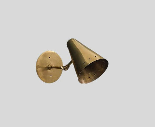 Mid Century Cone Shade Wall Sconce Pair of Sconce Raw Brass Finish Italian Wall Light Sconce - Fixtures - Bedroom Lights - Vanity Lamps