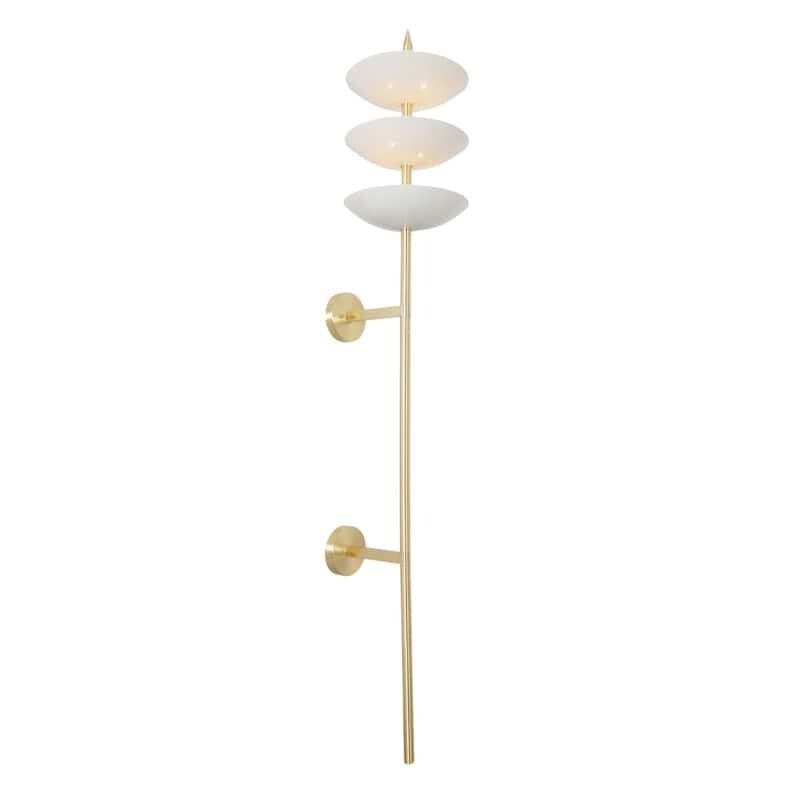 Single Wall Sconce Mid Century 3 Shade 6 Lights Raw Brass Sputnik Wall Lamp Light Fixture