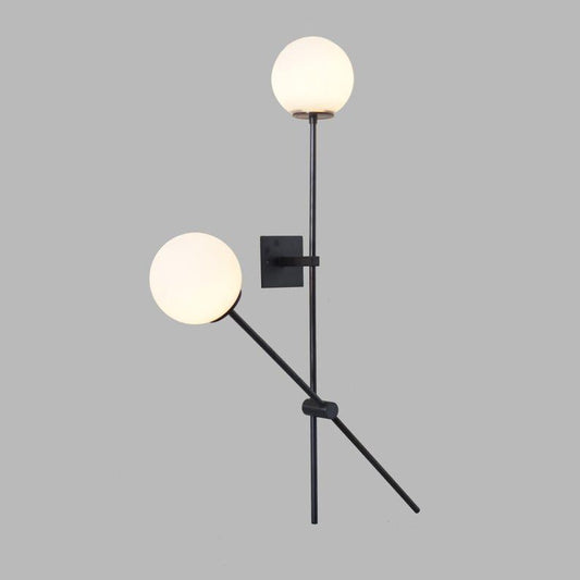 Mid century Sputnik Wall Sconce Two Glass Globe Light Brass Articulating Bedside Wall Lamp Light Fixture