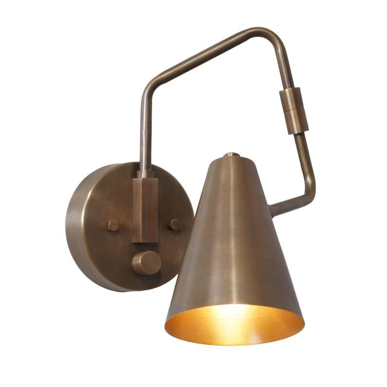 Single Light Wall Sconce Mid Century Articulated Brass Sconce Style Brass Wall Lamp Light Fixture