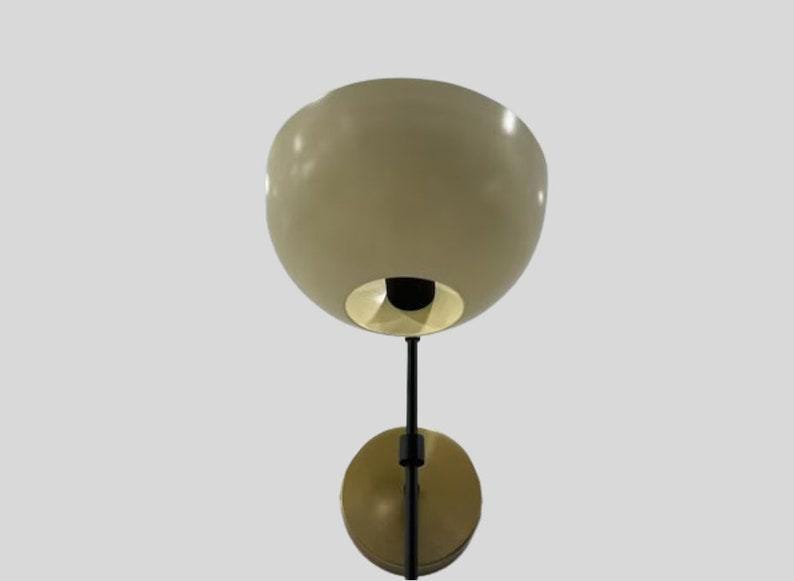 A Pair of Mid Century Brass Wall Light Sconce - Raw Brass & Black Matte Finish with Matte White Shade - Bedroom Lights - Vanity Lamps
