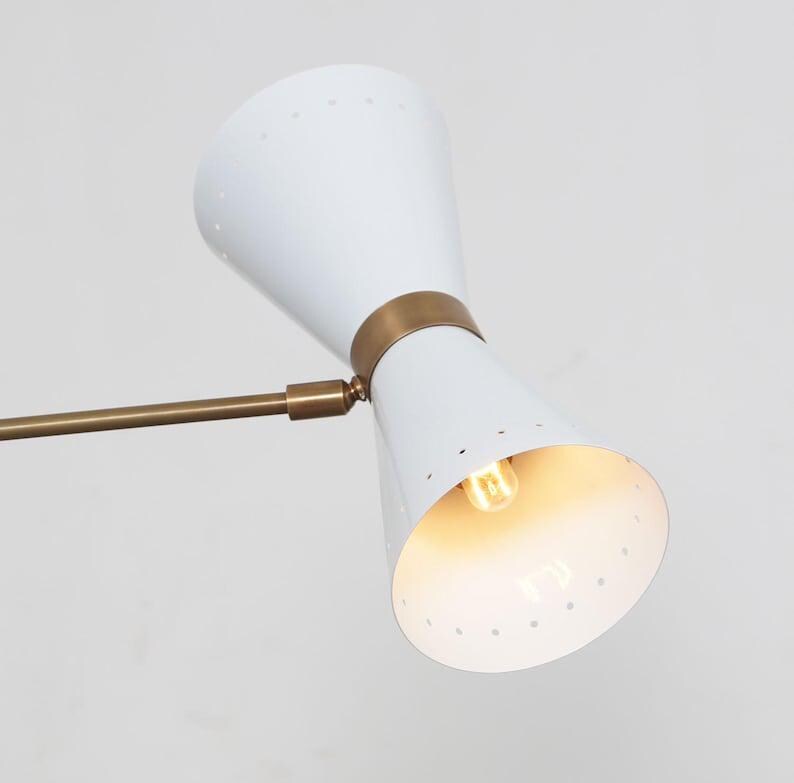 Mid Century Style Wall Sconce Double Shade Articulated Brass Sconce Brass Wall Lamps Light Fixture
