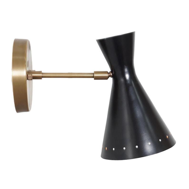 Mid Century Stilnovo Style Single Light Pivot Raw Brass Wall Sconce Style Brass Wall Lamp Light Fixture