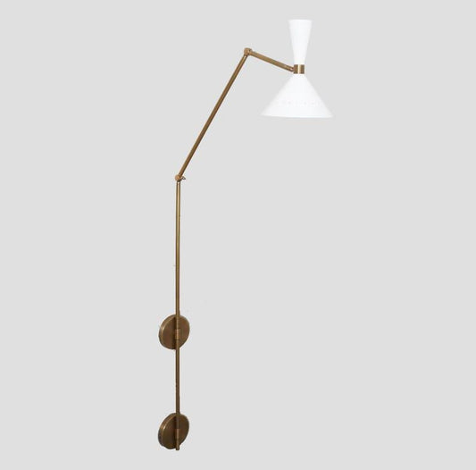 Wall Sconce Large Single Shade Articulated Brass Mid Century Raw Brass Italian Style Wall Lamp Bedside Wall Mount Light Fixture